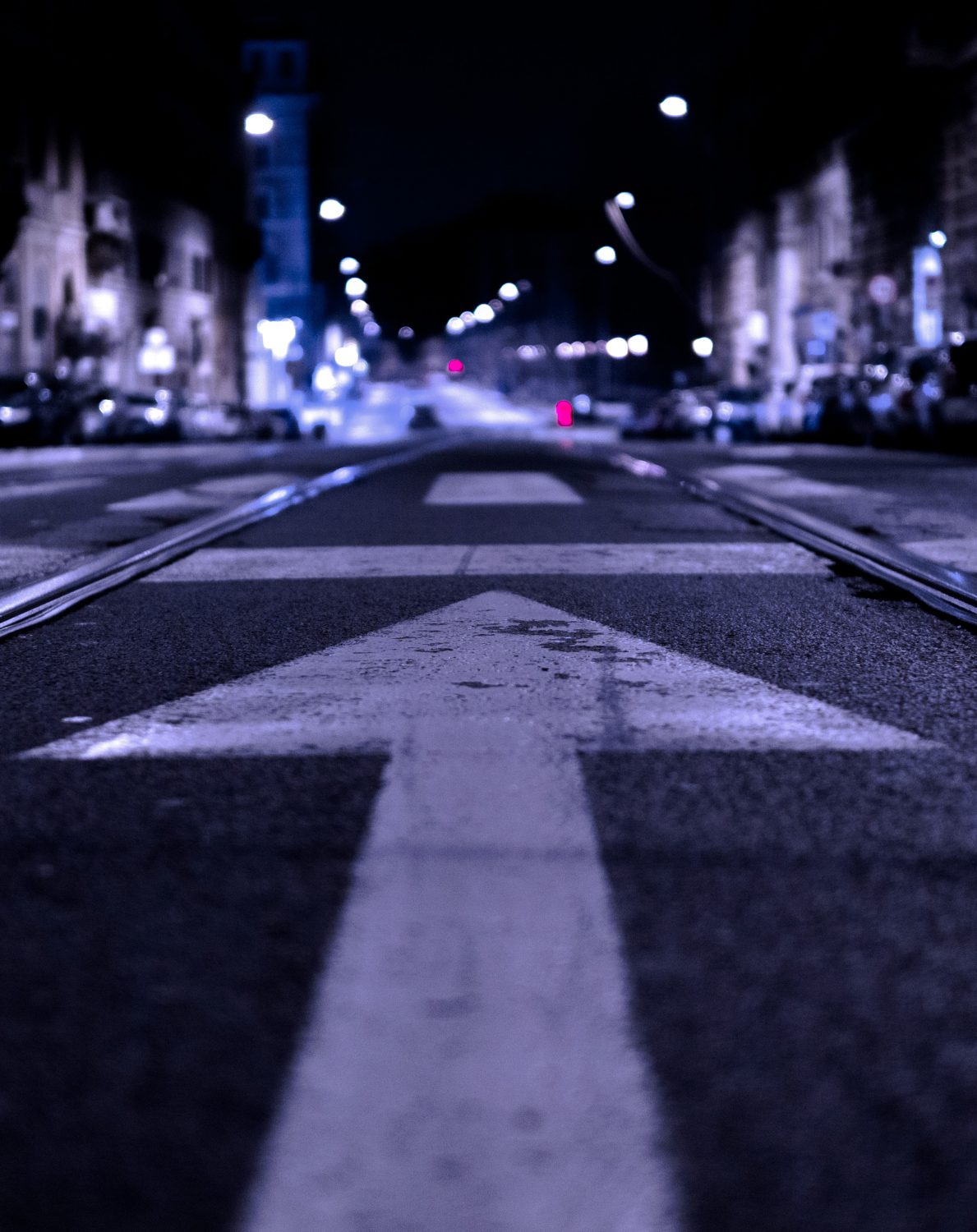 An arrow painted on a street