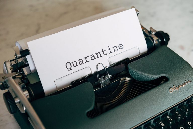 quarantine printed on a piece of paper